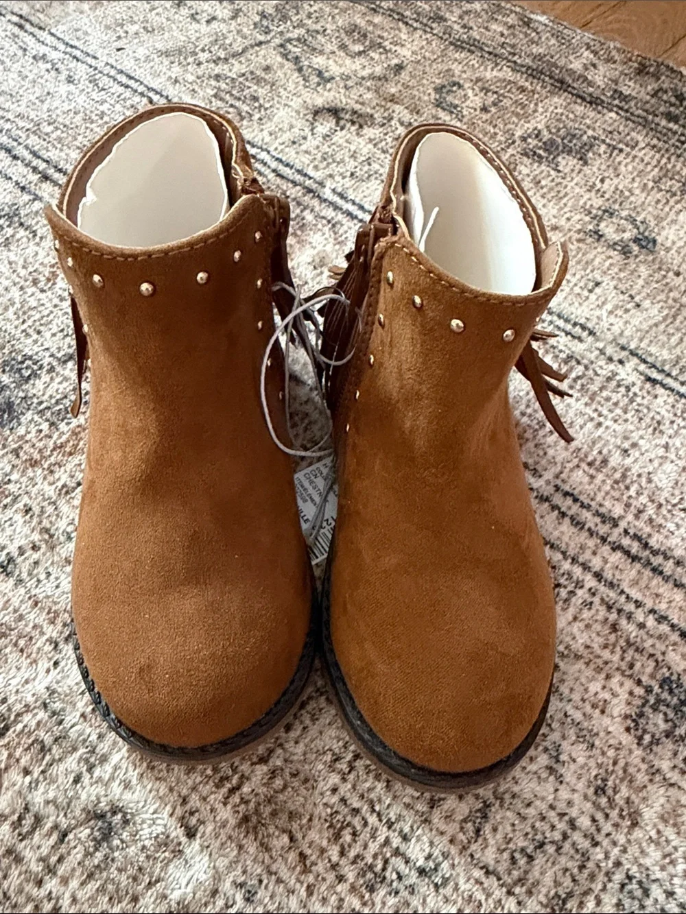 Toddler Suede Ankle Boots with Stud Detail - Brown